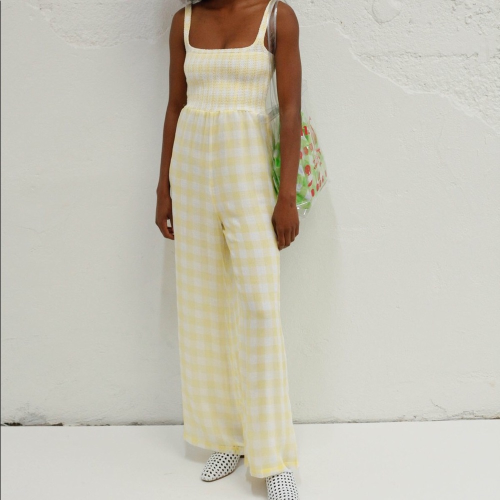 capulet wren smocked jumpsuit - sheer lemon